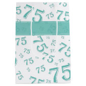 75e Happy Birthday Blauwgroen/White Number Pattern Medium Cadeauzakje (Achterkant)