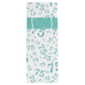 75e Happy Birthday Blauwgroen/White Number Pattern Wijn Cadeautas (Achterkant)