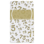 75e Happy Birthday Gold/White Number Pattern Klein Cadeauzakje (Achterkant)