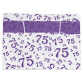 75e Happy Birthday Paars/White Number Pattern Groot Cadeauzakje (Achterkant)