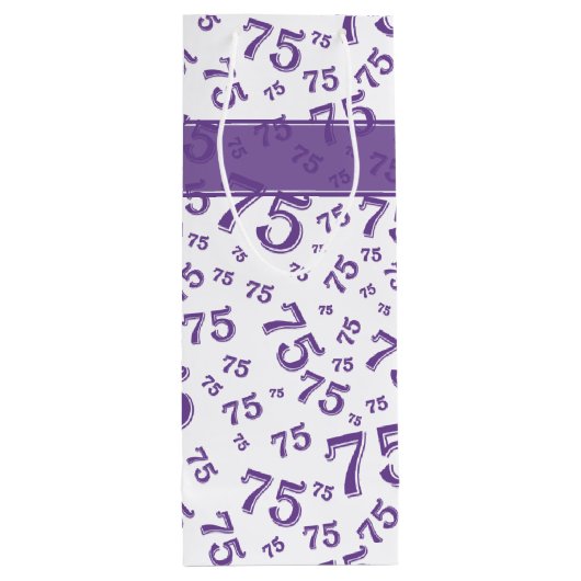 75e Happy Birthday Paars/White Number Pattern Wijn Cadeautas (Achterkant)