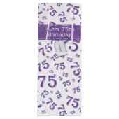 75e Happy Birthday Paars/White Number Pattern Wijn Cadeautas (Voorkant)