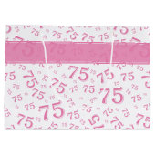 75e Happy Birthday Pink/White Number Pattern Groot Cadeauzakje (Achterkant)
