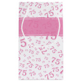 75e Happy Birthday Pink/White Number Pattern Klein Cadeauzakje (Achterkant)