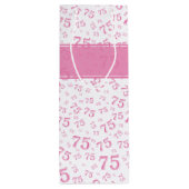 75e Happy Birthday Pink/White Number Pattern Wijn Cadeautas (Achterkant)