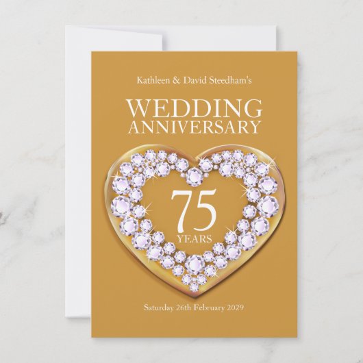75e huwelijksfeest nodigt hartefeest uit kaart (Voorkant)