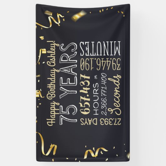 75e jaarbanner - 75 jaar in uren en seconden spandoek (Verticaal)