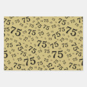 75e jaardag zwart & goudnummerpatroon 75 inpakpapier vel (Voorkant 2)