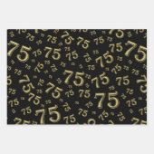 75e jaardag zwart & goudnummerpatroon 75 inpakpapier vel (Voorkant)