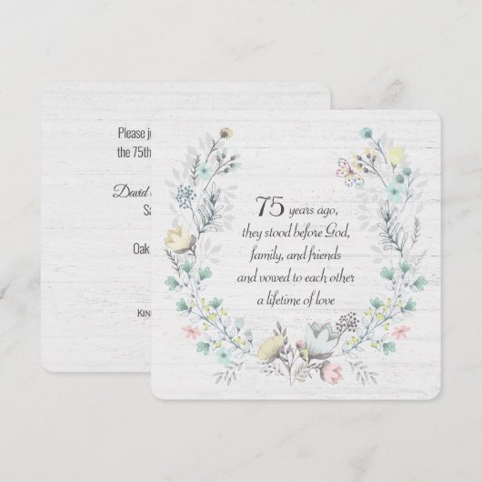 75e Jubilea krans op hout Kaart (Voorkant / Achterkant)