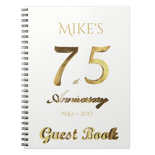 75e Jubileum 75 jaar Gastenboek Goud Notitieboek (Voorkant)
