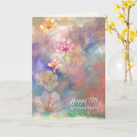 75e Jubileum Abstracte verf en bloemen Kaart (Gele Bloem)