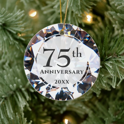 75e Jubileum Diamond Foto gepersonaliseerd Keramisch Ornament (Boom)