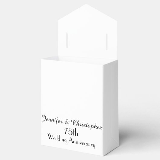 75e Jubileum Favor Box, Zwart & Wit Stripes Bedankdoosjes (Geopend)