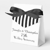 75e Jubileum Favor Box, Zwart & Wit Stripes Bedankdoosjes (Voorkant Zijde)