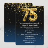 75e Jubileum Gold-ballonnen en Confetti Invitati Kaart (Voorkant / Achterkant)
