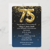 75e Jubileum Gold-ballonnen en Confetti Invitati Kaart (Voorkant)
