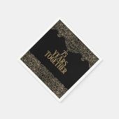 75e Jubileum Gold Lace op Black Napkins Servet (Hoek)
