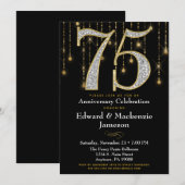 75e Jubileum Uitnodiging - Black Gold Diamonds (Voorkant / Achterkant)