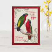 75e Jubileum Vintage Loriket Parrots Kaart (Gele Bloem)