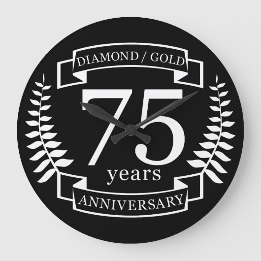 75e JUBILEUM voor bruiloft DIAMOND GOLD Grote Klok (Voorkant)