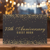 75e Jubileum Zwart Goud Confetti Elegant Gastenboek