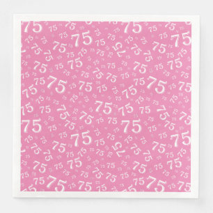 75e Leeftijds Willekeurig Nummer Patroon Roze/Wit Servet