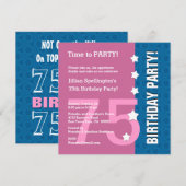 75e moderne verjaardag sterren Funny A75A PINK Kaart (Voorkant / Achterkant)