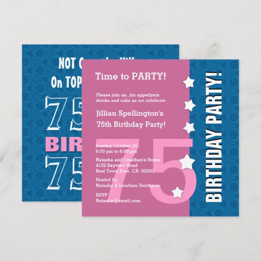 75e moderne verjaardag sterren Funny A75A PINK Kaart (Voorkant / Achterkant)