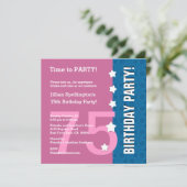 75e moderne verjaardag sterren Funny A75A PINK Kaart (Staand voorkant)