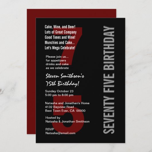 75e moderne zwarte bruidsschat V04 Kaart (Voorkant / Achterkant)