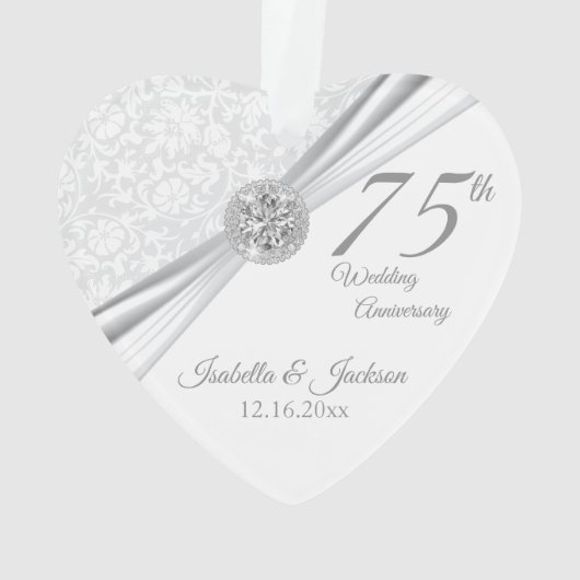 75e of 60e Diamond Wedding Jubileum Keepasje Ornament (achterkant)