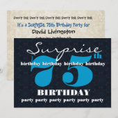 75e OPLEIDING Blauw en Midnight Birthday Party Kaart (Voorkant / Achterkant)