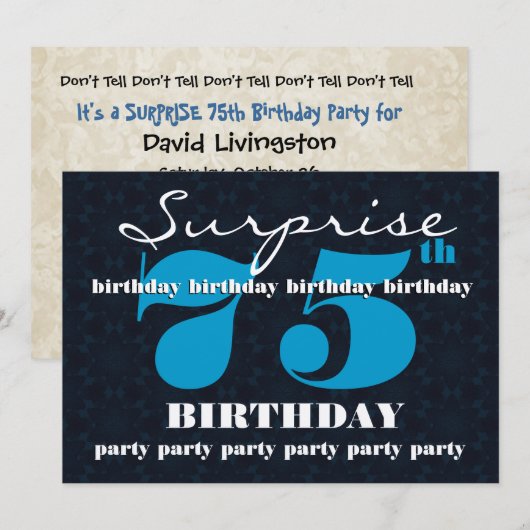 75e OPLEIDING Blauw en Midnight Birthday Party Kaart (Voorkant / Achterkant)