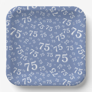 75e Partij Willekeurige Nummer Patroon Blauw/Wit Papieren Bordje