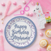 75e Partij Willekeurige Nummer Patroon Blauw/Wit Papieren Bordje (Feest)