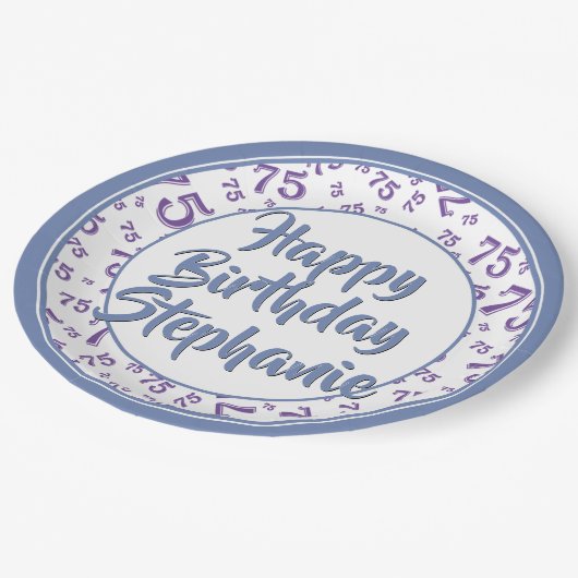 75e Partij Willekeurige Nummer Patroon Blauw/Wit Papieren Bordje (Gekanteld)