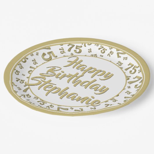75e Partij Willekeurige Nummer Patroon Goud/Wit Papieren Bordje (Gekanteld)