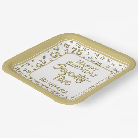 75e Partij Willekeurige Nummer Patroon Goud/Wit Papieren Bordje (Gebogen)