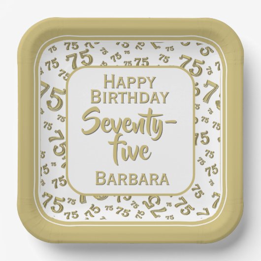 75e Partij Willekeurige Nummer Patroon Goud/Wit Papieren Bordje (Voorkant)