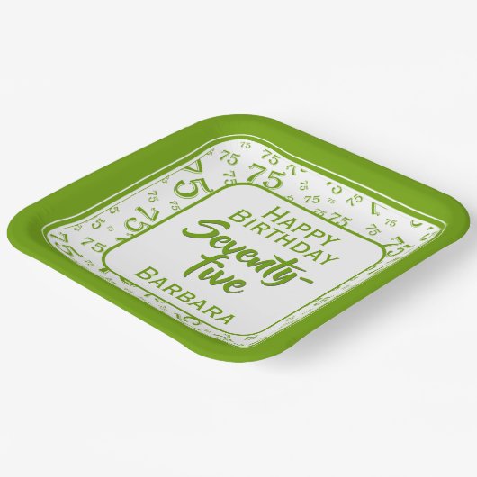 75e Partij Willekeurige Nummer Patroon Groen/Wit Papieren Bordje (Gebogen)