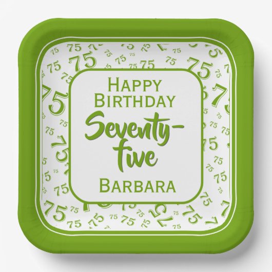 75e Partij Willekeurige Nummer Patroon Groen/Wit Papieren Bordje (Voorkant)