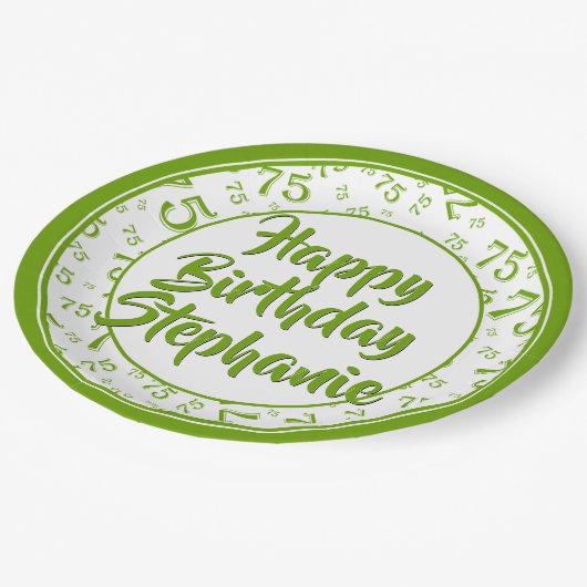 75e Partij Willekeurige Nummer Patroon Groen/Wit Papieren Bordje (Gekanteld)