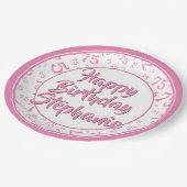 75e Partij Willekeurige Nummer Patroon Roze/Wit Papieren Bordje (Gekanteld)