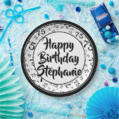 75e Partij Willekeurige Nummer Patroon Zwart/Wit Papieren Bordje (Feest)