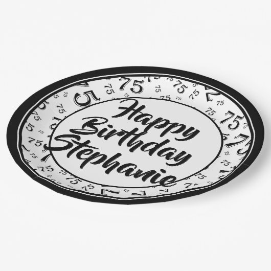 75e Partij Willekeurige Nummer Patroon Zwart/Wit Papieren Bordje (Gekanteld)