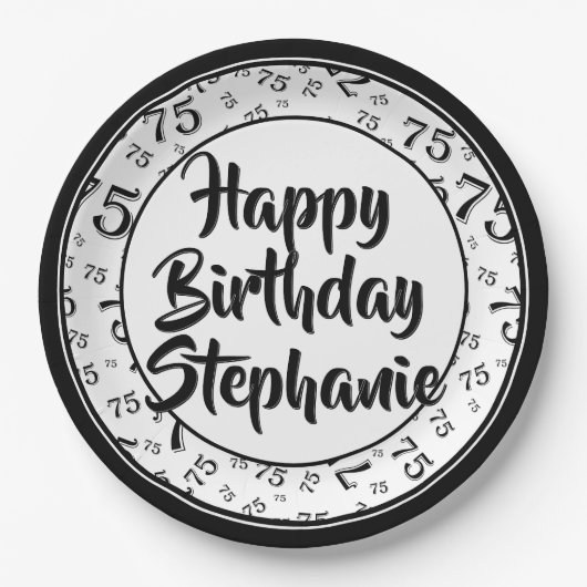 75e Partij Willekeurige Nummer Patroon Zwart/Wit Papieren Bordje (Voorkant)