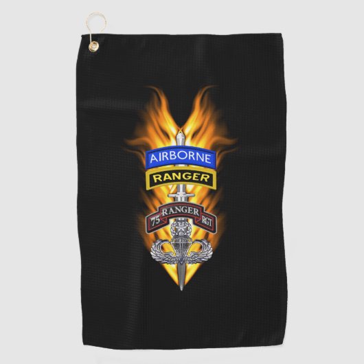 75e Ranger Airborne Flaming Dagger Golfhanddoek (Voorkant)