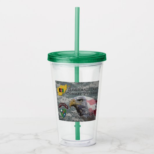 75e Ranger Regiment Afghaans gevechtsveteraan Acryl Drinkbeker (Voorkant)