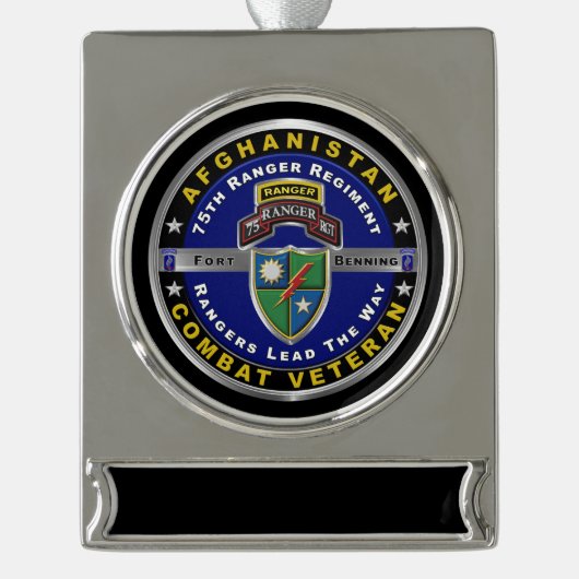 75e Ranger Regiment Afghanistan Veteraan Verzilverd Banner Ornament (Voorkant)